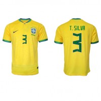 Koszulka piłkarska Brazylia Thiago Silva #3 Strój Domowy MŚ 2022 tanio Krótki Rękaw